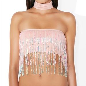 jaded london fringe choker bikini top